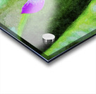 Vibrant watercolor of a purple orchid against a lush green backdrop Acrylic print