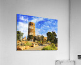 Watercolor painting of Desert View Watchtower at Grand Canyon Arizona Acrylic Print