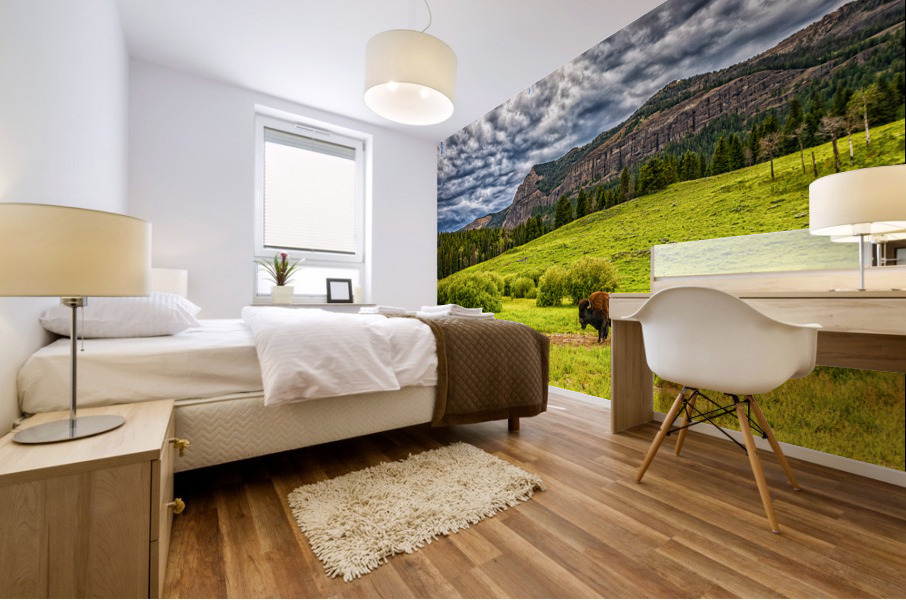 Bison in Yellowstone Mural print