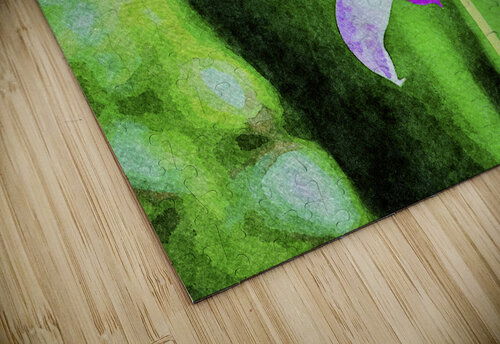 Vibrant watercolor of a purple orchid against a lush green backdrop Gestalt Imagery puzzle