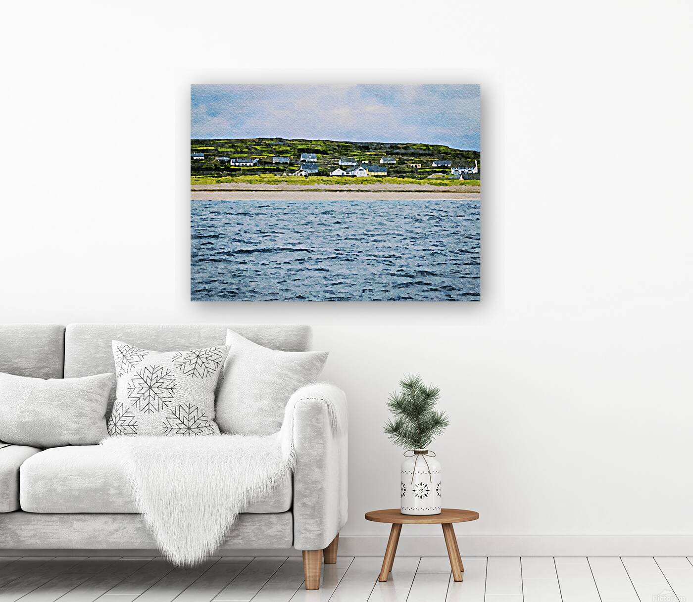 Watercolor landscape of Inishmore on the Aran Islands in Ireland Reproduction