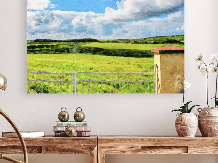 Vibrant watercolor landscape of the Dingle countryside in Ireland by Gestalt Imagery