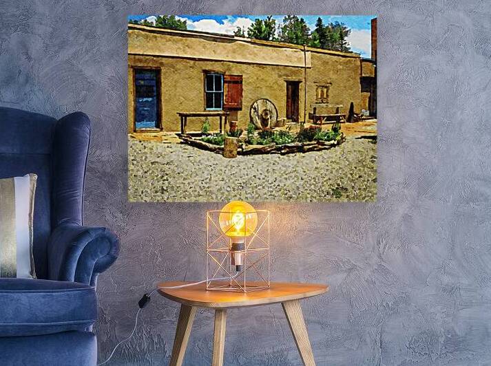 Charming adobe building in Taos New Mexico captured in watercolor style by Gestalt Imagery