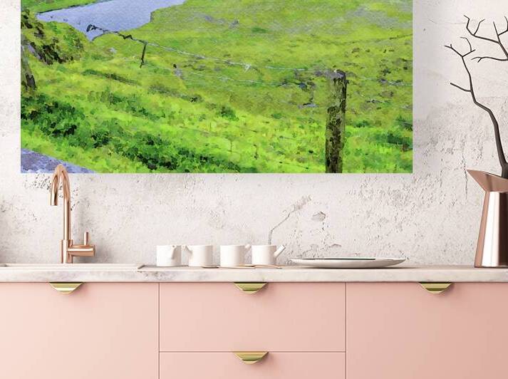 Scenic watercolor landscape of Conor Pass in Dingle Peninsula Ireland by Gestalt Imagery