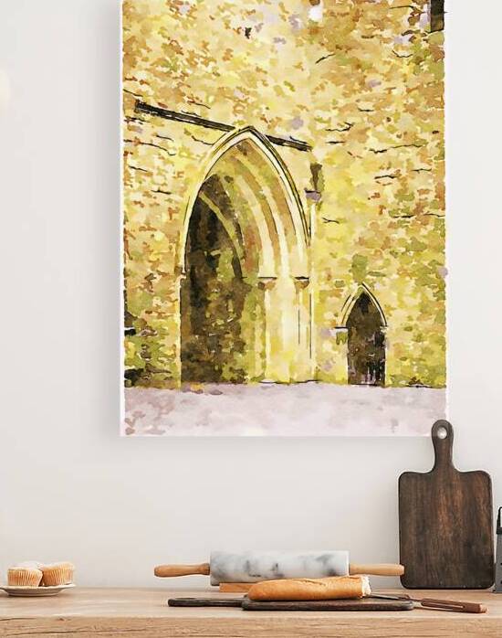 Watercolor painting of a historic archway in the Cotswolds England by Gestalt Imagery
