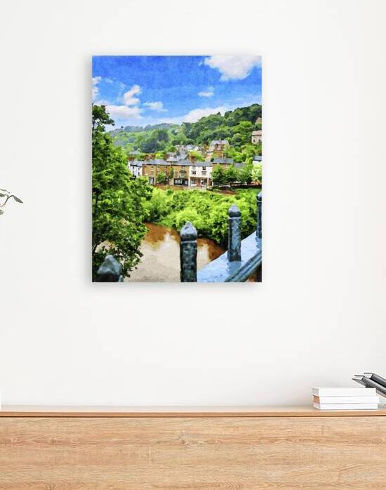 Charming watercolor view of Ironbridge village in West Midlands England by Gestalt Imagery