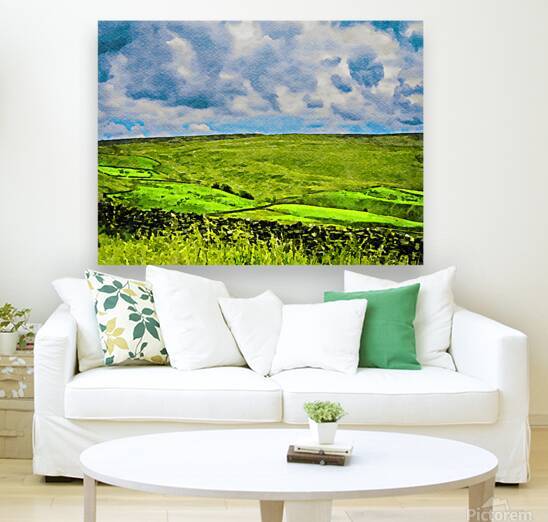 Serene watercolor landscape of rolling hills in West Midlands England by Gestalt Imagery