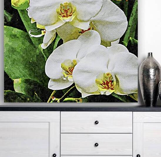Beautiful white orchids in watercolor artistic style by Gestalt Imagery