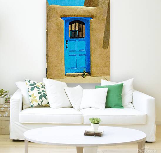 Charming blue door in adobe building with rustic appeal by Gestalt Imagery
