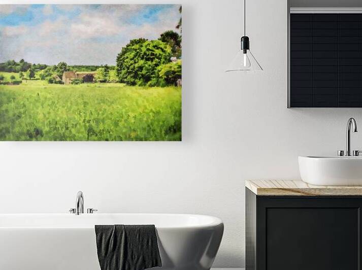 Watercolor painting of a serene Cotswolds landscape in England by Gestalt Imagery