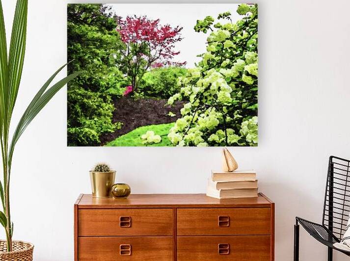 Vibrant spring garden with blooming flowers and lush greenery by Gestalt Imagery