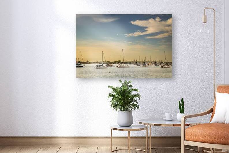 Sailboats Moored at the Bridge of Lions in St. Augustine Florid by Gestalt Imagery