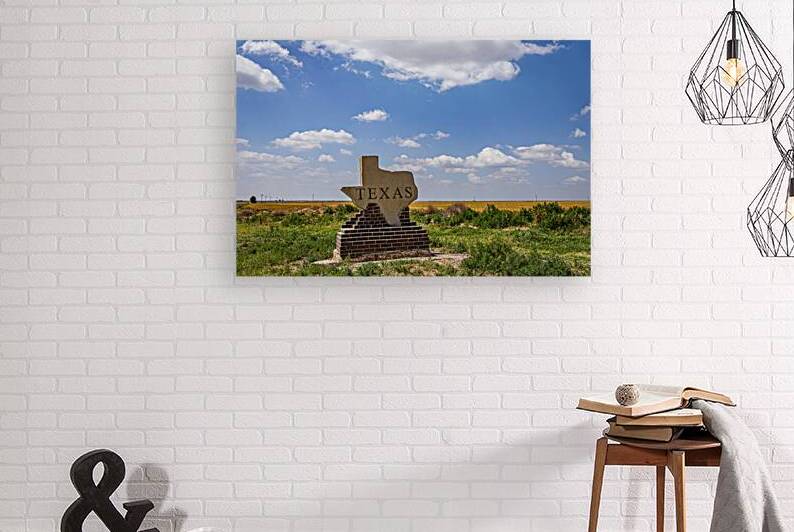Iconic Texas State Sign Under a Blue Sky in a Scenic Landscape by Gestalt Imagery