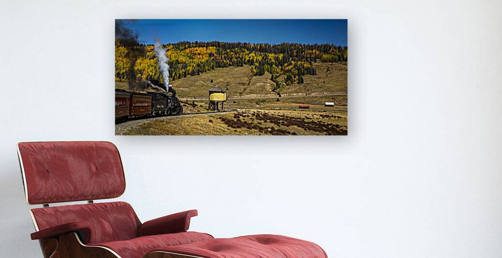 Steam engine train traveling through scenic autumn landscape wit by Gestalt Imagery