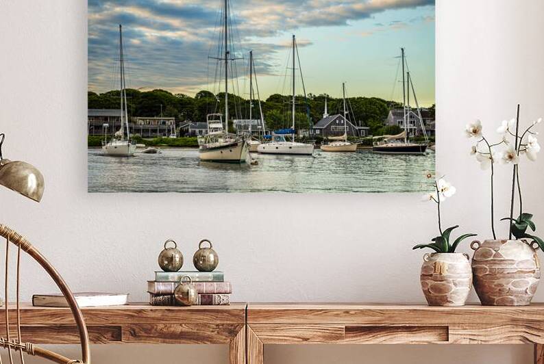 Boats anchored in Falmouth Harbor during a picturesque early mor by Gestalt Imagery