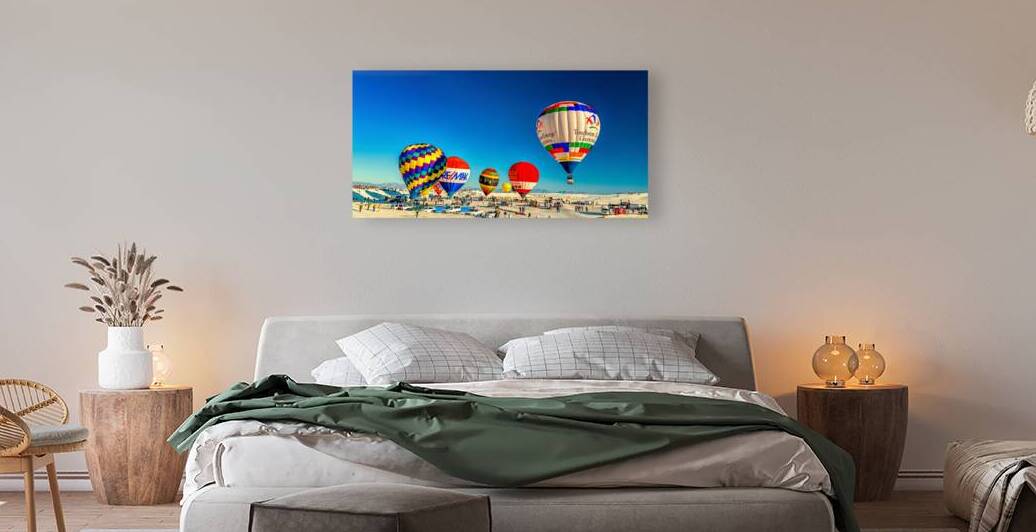 Colorful Hot Air Balloons Floating in the Clear Blue Sky by Gestalt Imagery