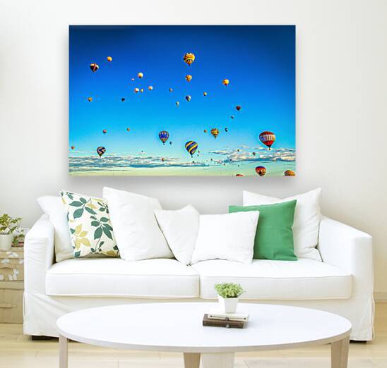 Colorful Hot Air Balloons Floating in Clear Blue Sky by Gestalt Imagery