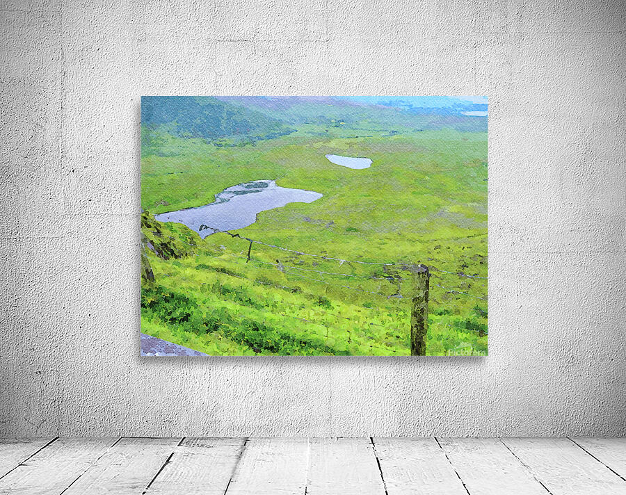 Scenic watercolor landscape of Conor Pass in Dingle Peninsula Ireland Wall Preview