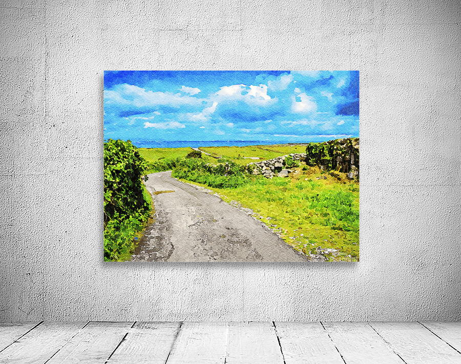 Scenic watercolor painting of Inishmore landscape on the Aran Islands Ireland Wall Preview