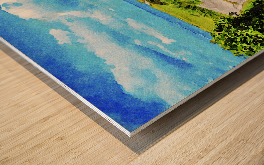 Scenic watercolor painting of Inishmore landscape on the Aran Islands Ireland Wood print