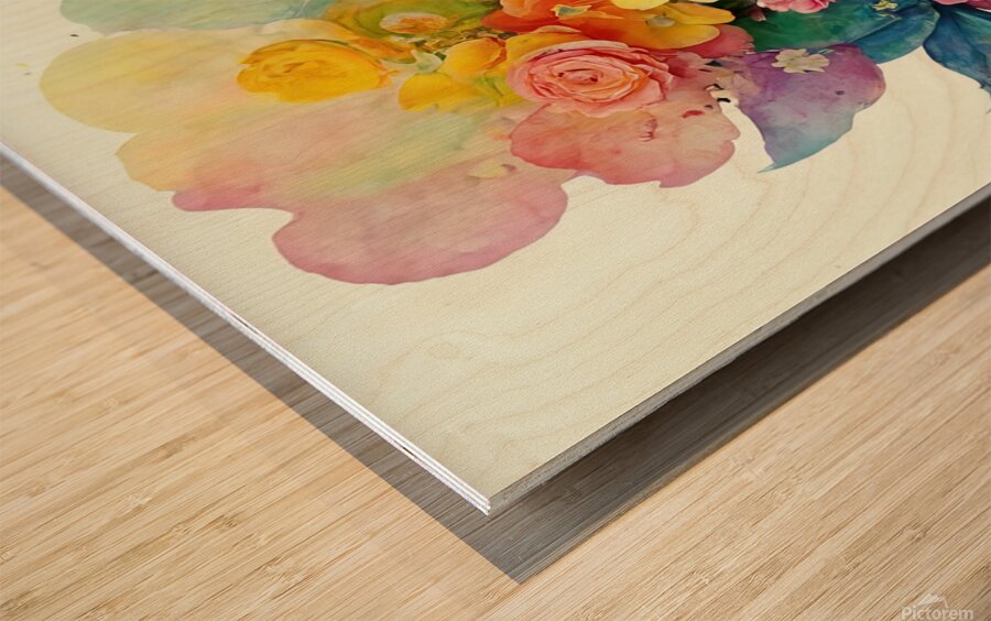 abstract oil painting of flowers 9 Wood print