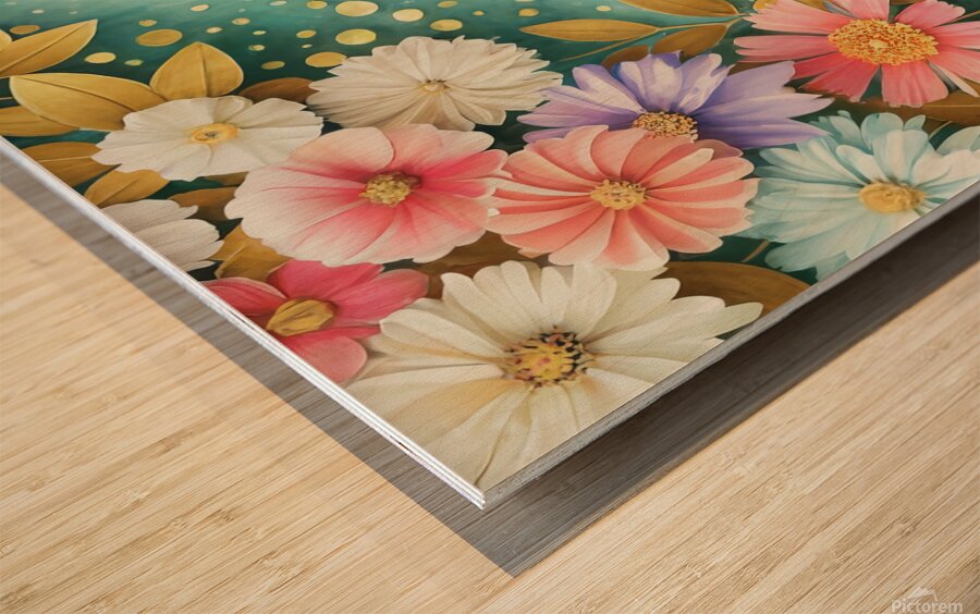 abstract oil painting of flowers 1 Wood print