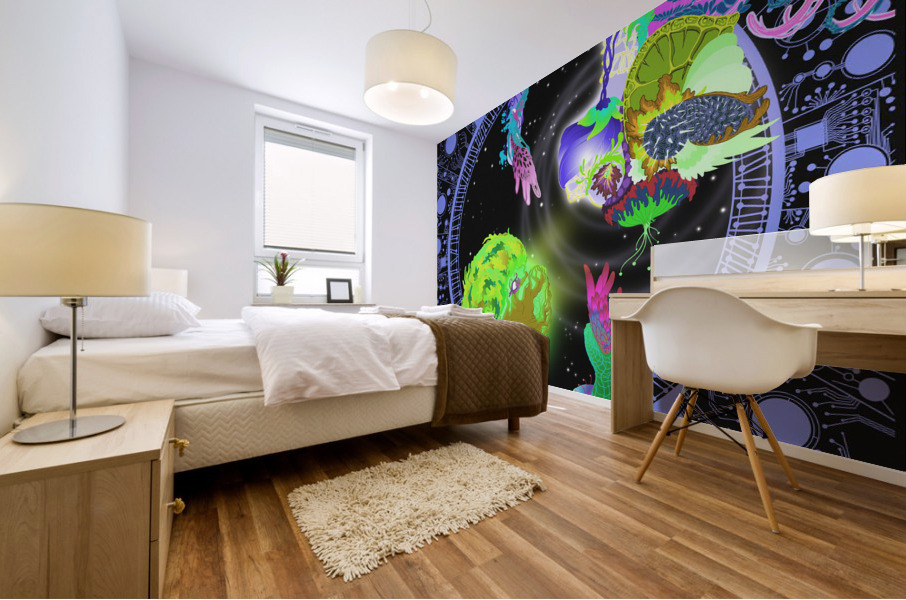 Hjuki & Bil Purple Mural print