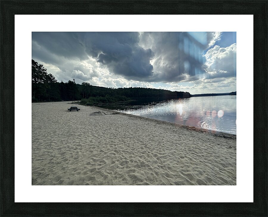 Cloud covered beach Picture Frame print