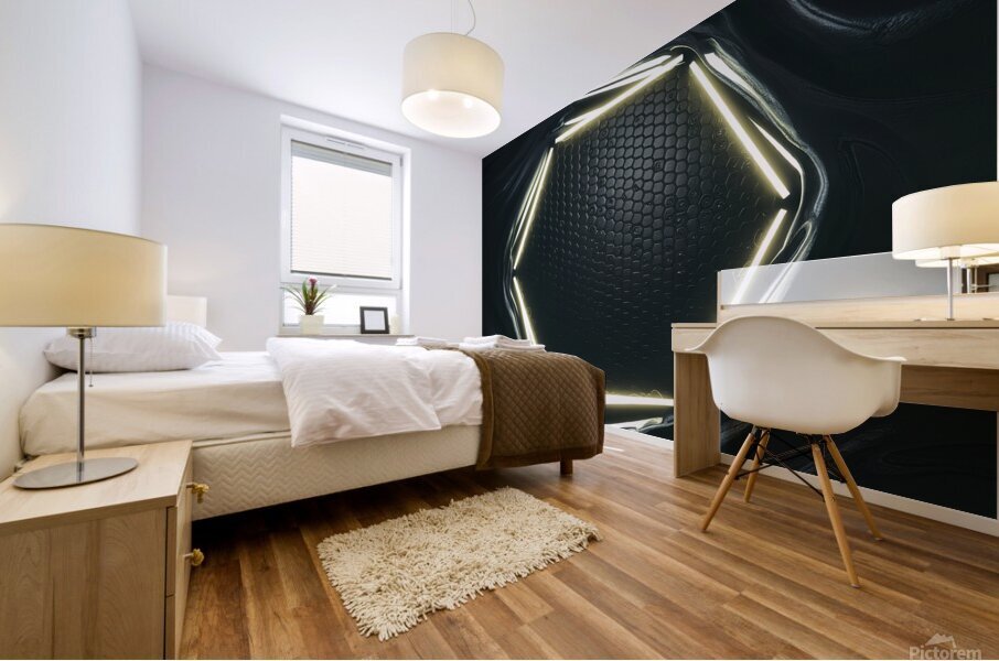 Abstract black texture background hexagon Mural print