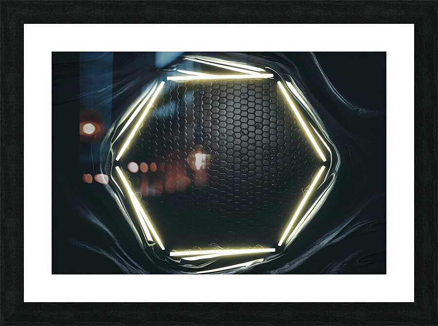 Abstract black texture background hexagon Picture Frame print