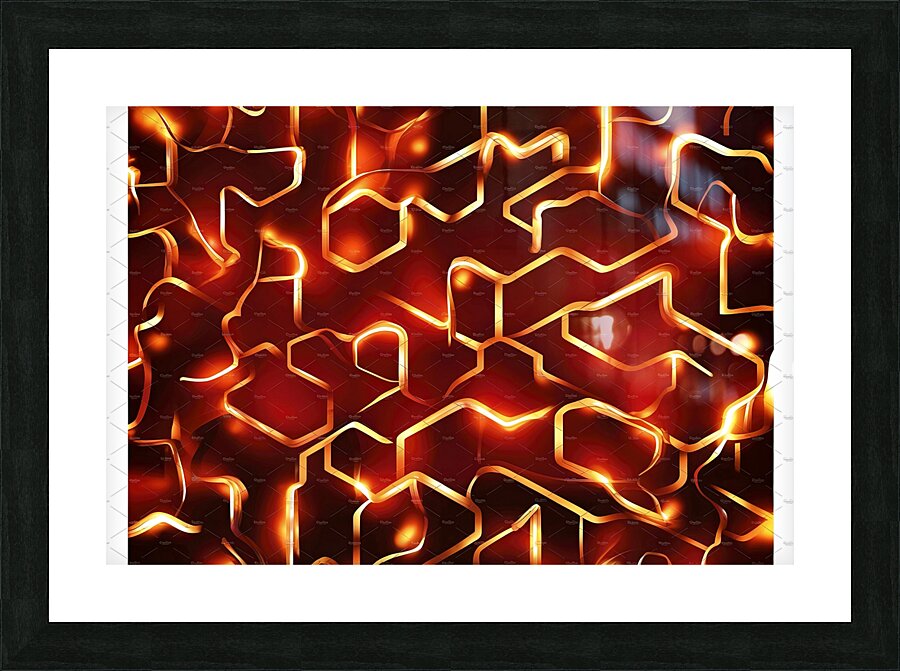 Abstract background hexagon pattern with glowing Picture Frame print