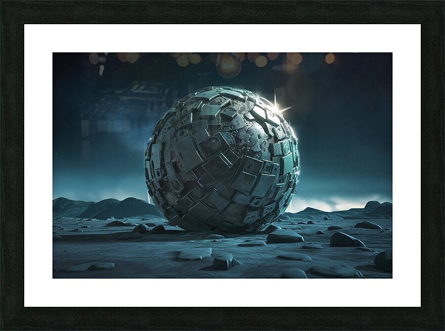 Dark pixels texture futuristic Picture Frame print