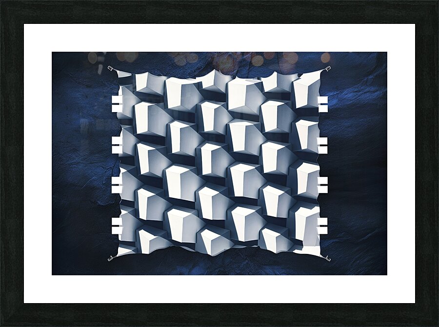 Random shifted white cube boxes block background Picture Frame print