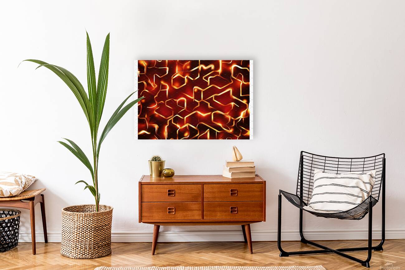 Abstract background hexagon pattern with glowing Reproduction