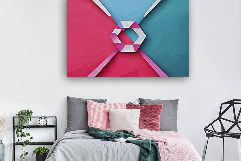 abstract geometric background with pink blue pape by Lucian Dragan