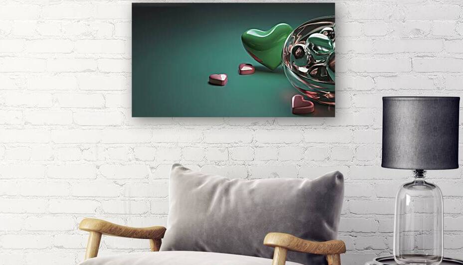 Glossy Liquid Hearts In Green And Pink Color by Lucian Dragan