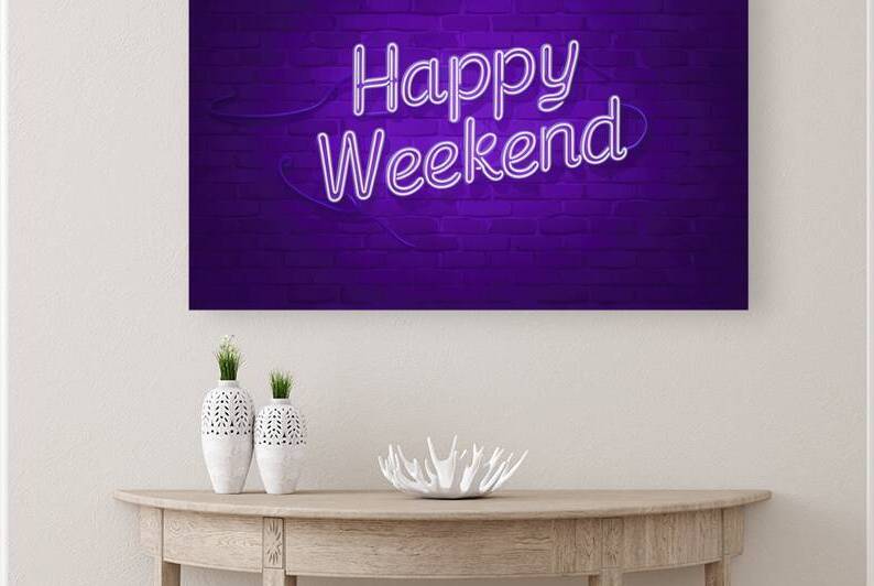 Happy Weekend neon light style iron bar d illustr by Lucian Dragan