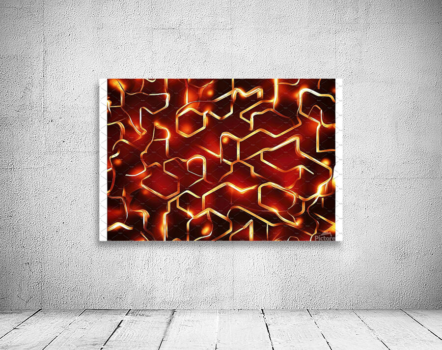 Abstract background hexagon pattern with glowing Wall Preview