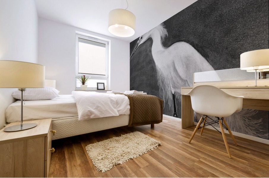 Snowy Egret Mural print