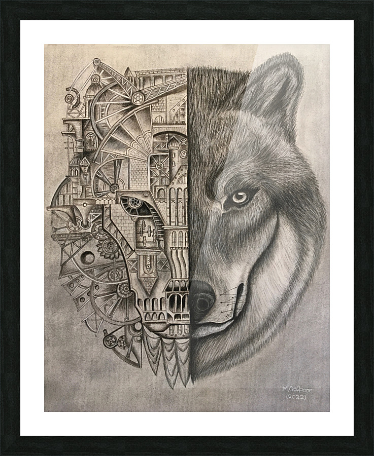 Mechanical Wolf Picture Frame print