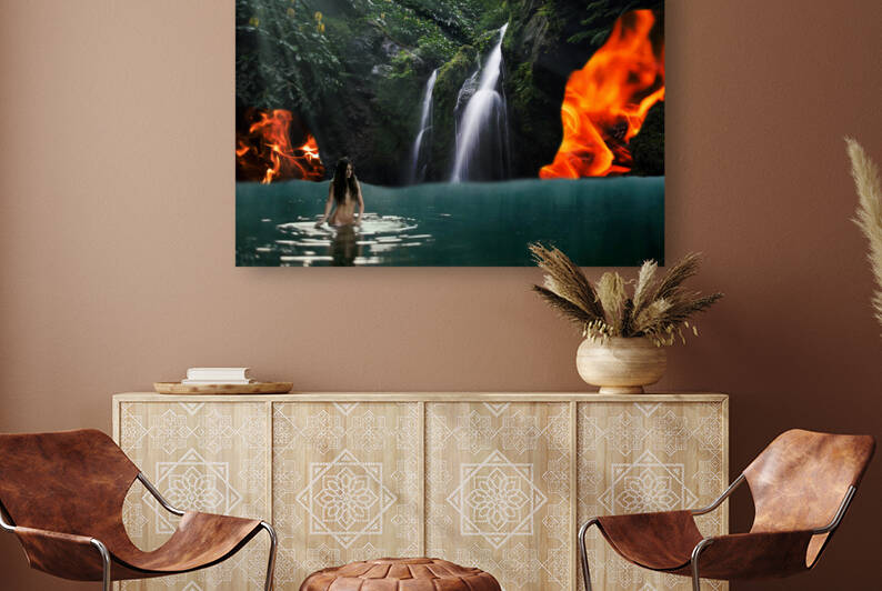 Lake Goddess in Burning Paradise - Dark Fantasy Art | Sexy Art | Female Nude by Tim A Rowland