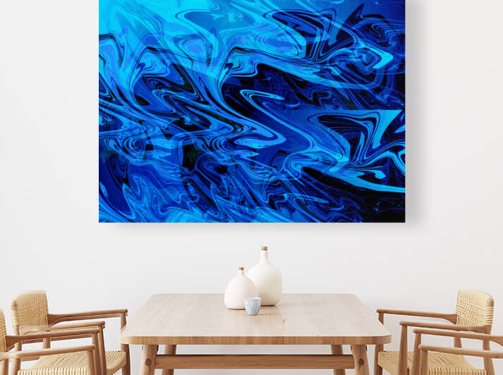 Trippy Wall Art- Blue Shades and Black Swarm by Tim A Rowland