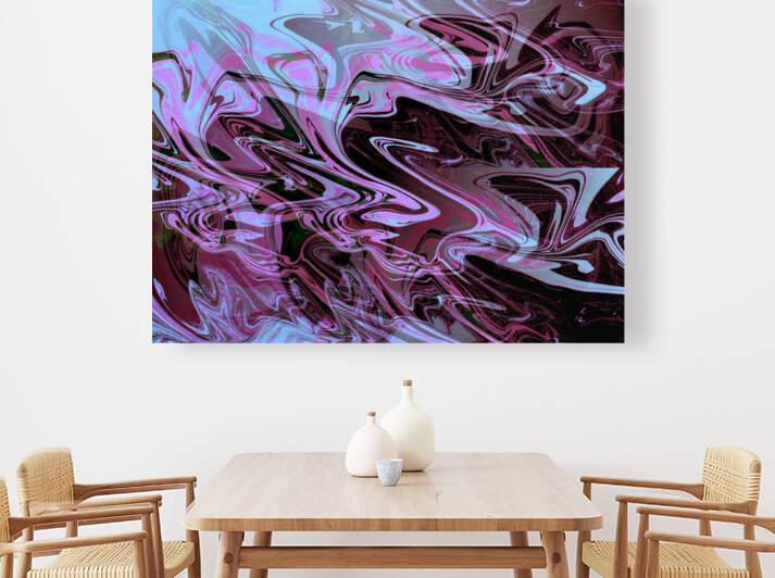 Trippy Wall Art- Blue Pink Black Swarm by Tim A Rowland
