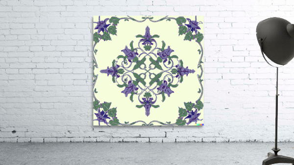 purple green flowers pattern Wall Preview