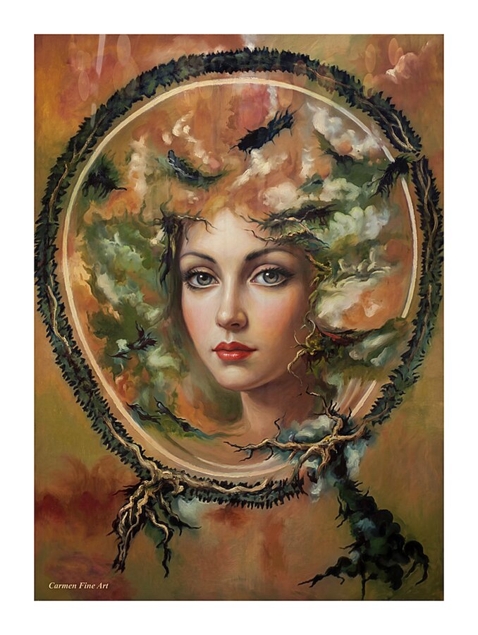 Framed Self-Portrait with Mystic Sentiment Picture Frame print