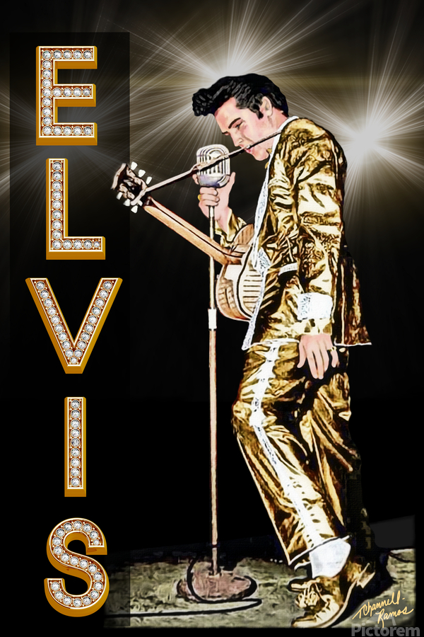 ELVIS Presley in Gold Lame Suit Portrait by Theresa Channell-Ramos