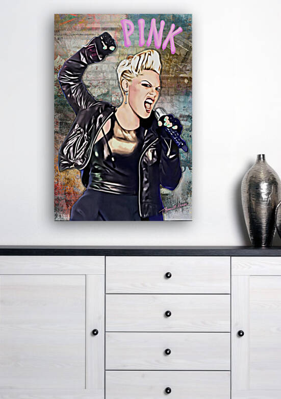 PINK Hand-painted Portrait Print by Theresa Channell-Ramos