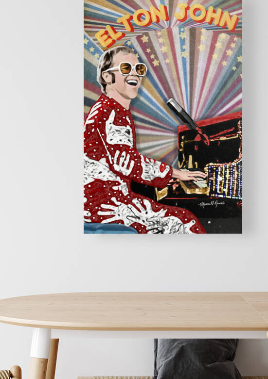 Elton John Hand-painted Portrait Print by Theresa Channell-Ramos