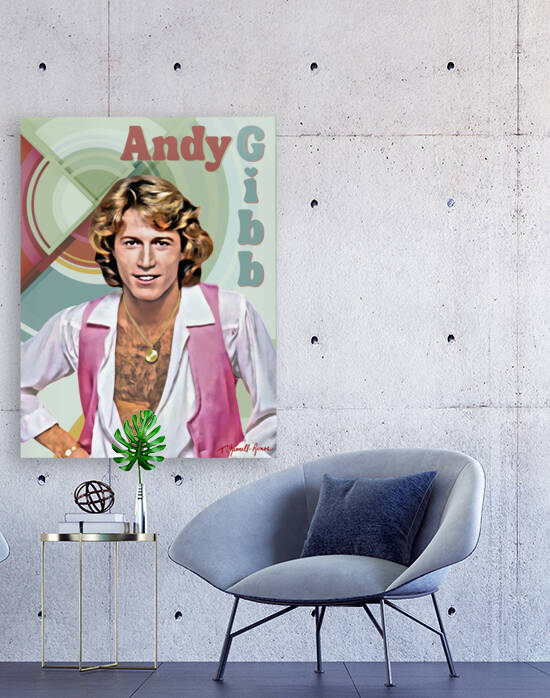 Andy Gibb Portrait Print by Theresa Channell-Ramos