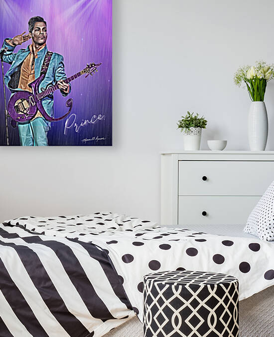 Roger Nelson Purple Rain Hand-painted Portrait Print by Theresa Channell-Ramos